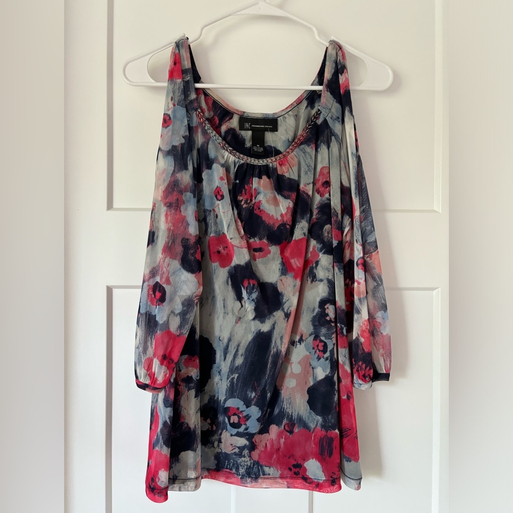 INC International Concepts 3/4 sleeve romance floral top